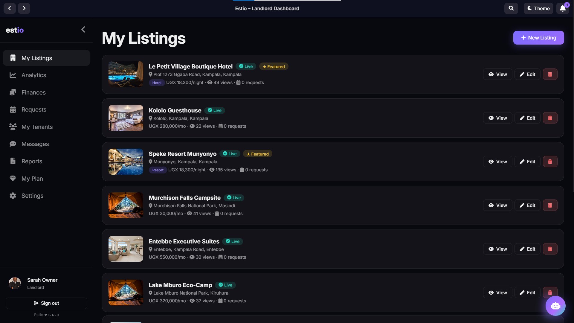 Bookings and listings