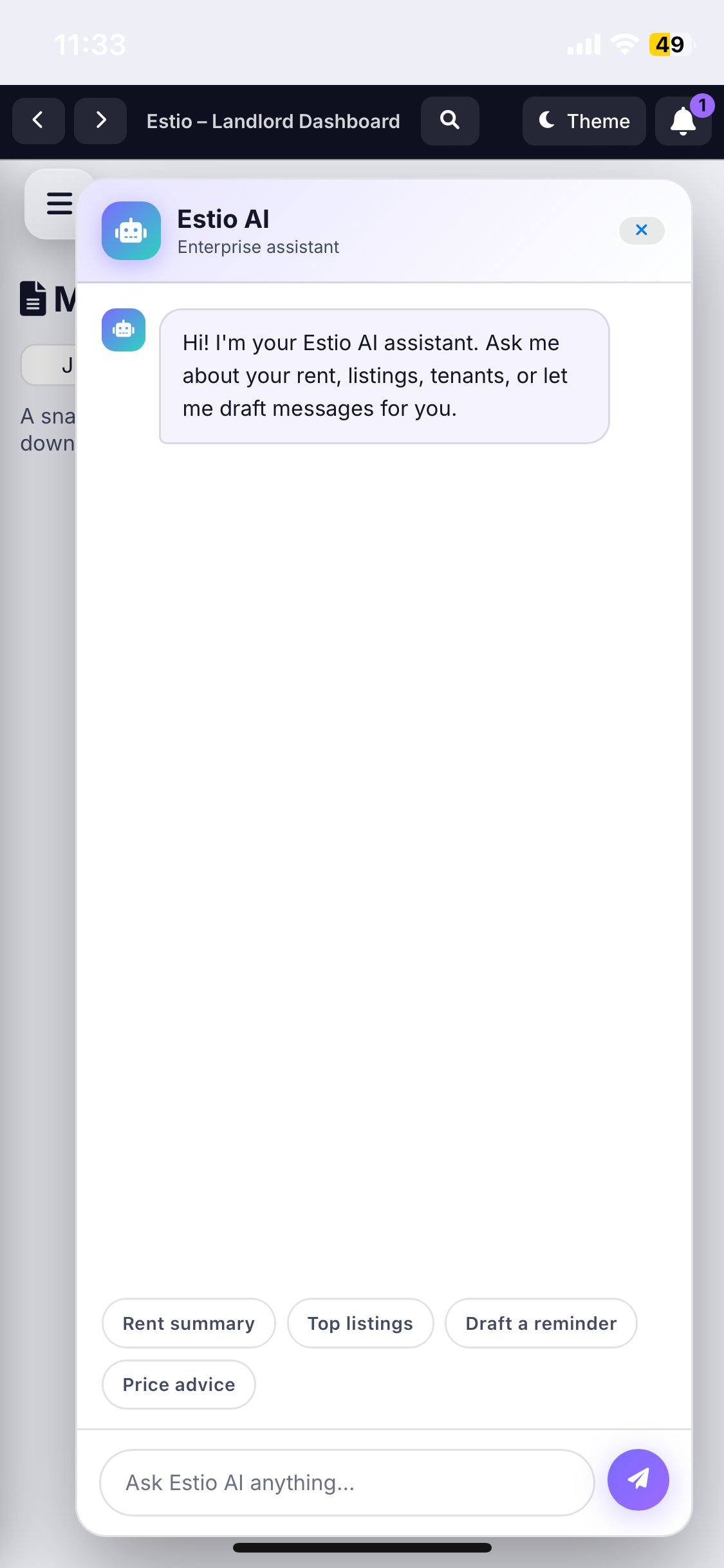 TioAI assistant on mobile