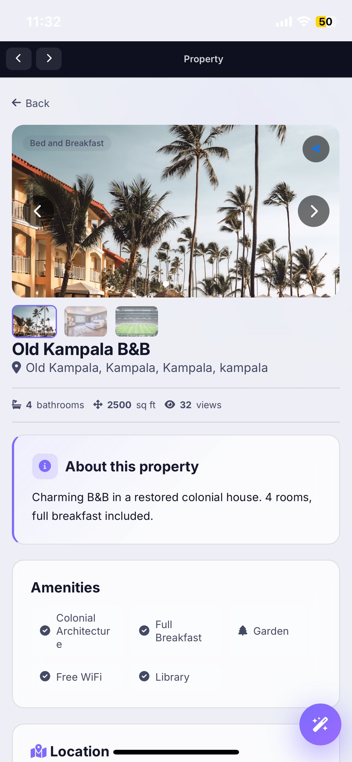 Property detail on mobile